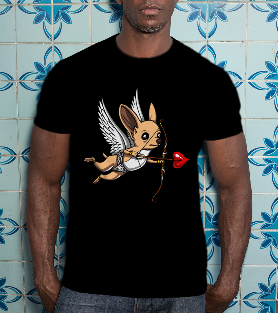 Chihuahua Cupid With Bow And Heart Arrow Wings T-Shirt