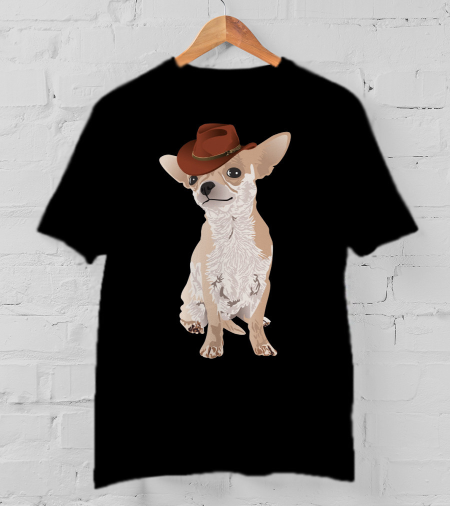 Chihuahua Cowboy With Brown Hat T-Shirt
