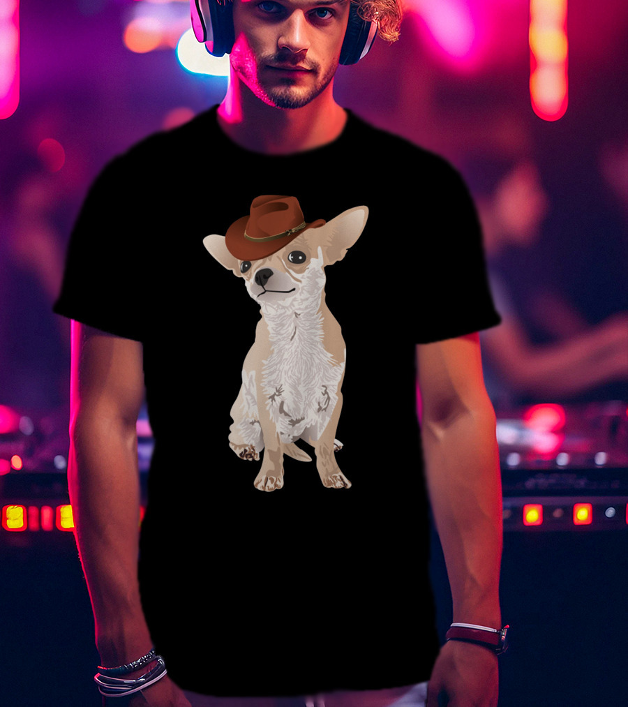 Chihuahua Cowboy With Brown Hat T-Shirt