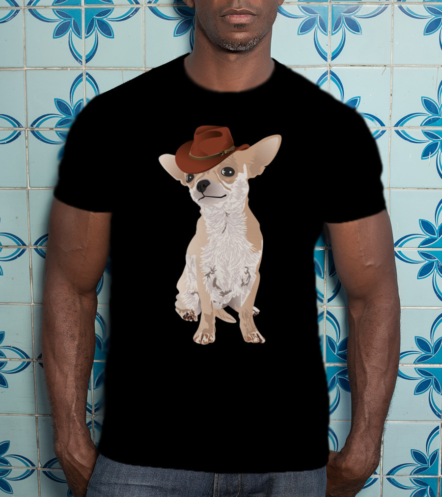 Chihuahua Cowboy With Brown Hat T-Shirt
