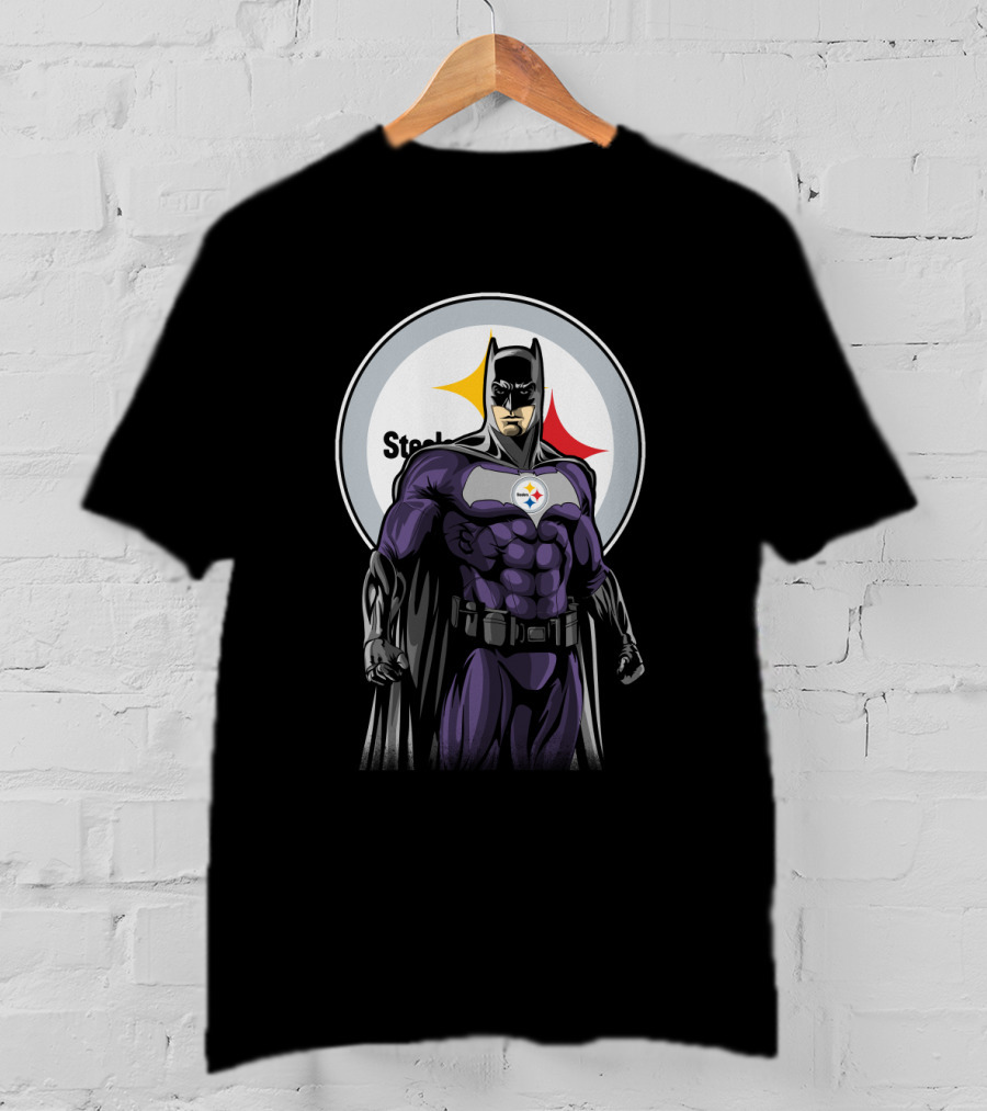 Steelers Superhero Emblem With Iconic Batman T-Shirt