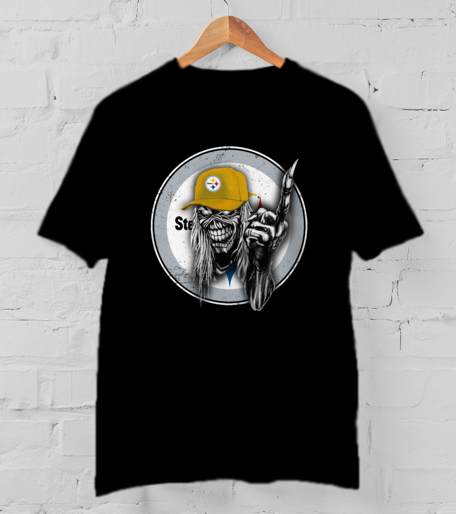 Pittsburgh Steelers Grim Reaper With Logo Cap T-Shirt