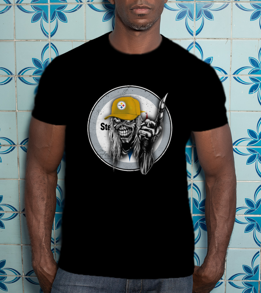 Pittsburgh Steelers Grim Reaper With Logo Cap T-Shirt