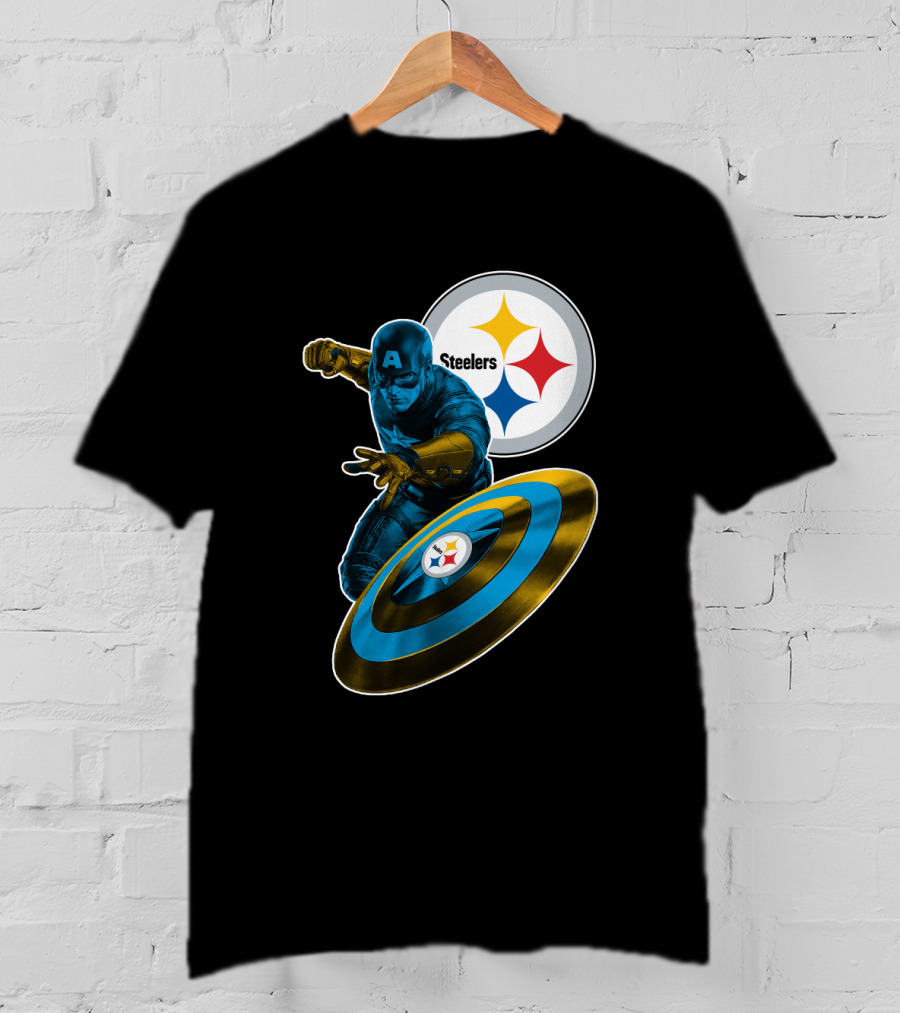 Captain America Pittsburgh Steelers Shield T-Shirt
