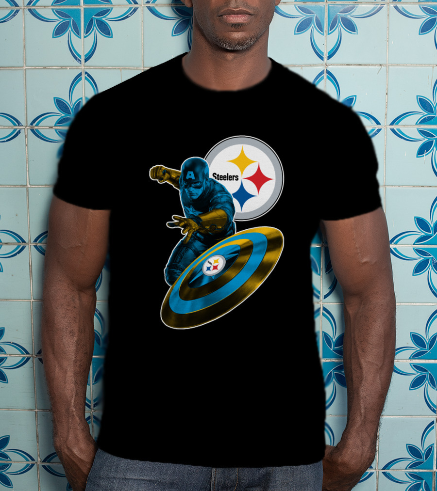 Captain America Pittsburgh Steelers Shield T-Shirt