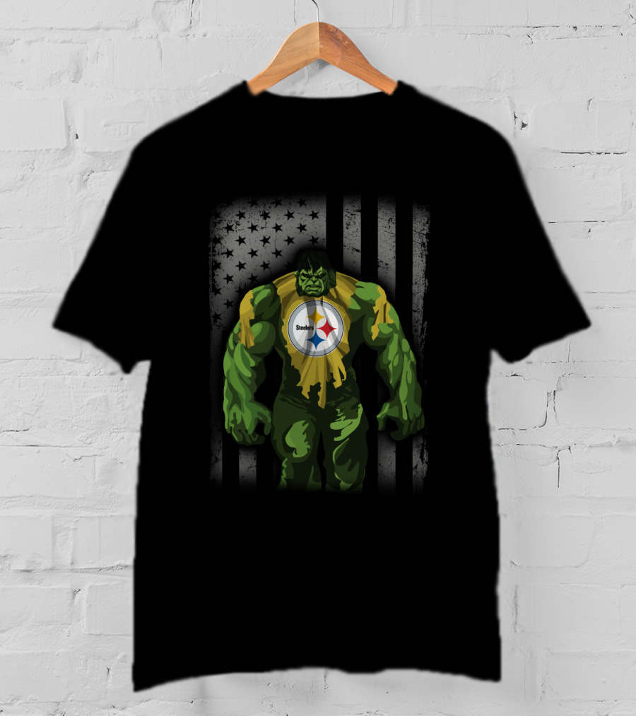 Pittsburgh Steelers Hulk American Flag Mashup T-Shirt