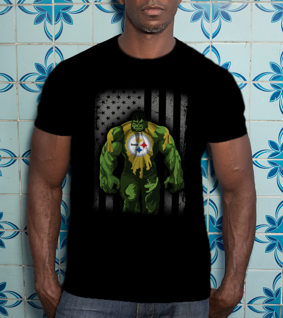 Pittsburgh Steelers Hulk American Flag Mashup T-Shirt