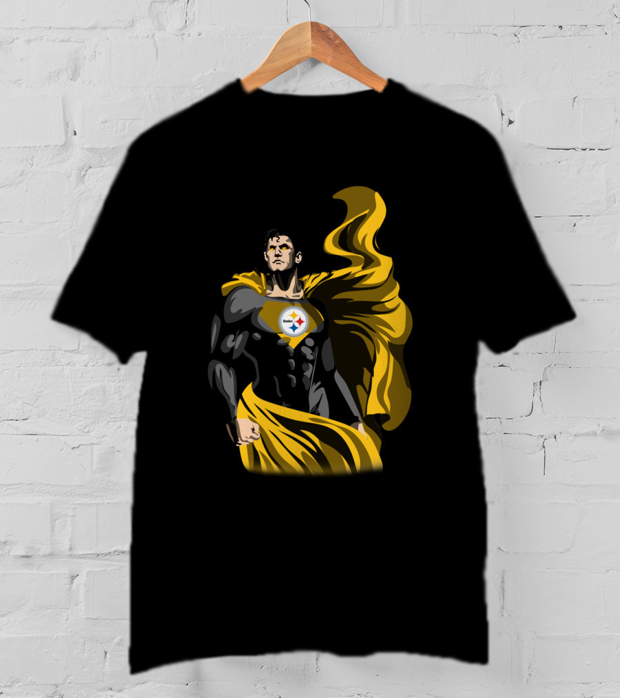 Pittsburgh Steelers Superhero Emblem With Cape T-Shirt