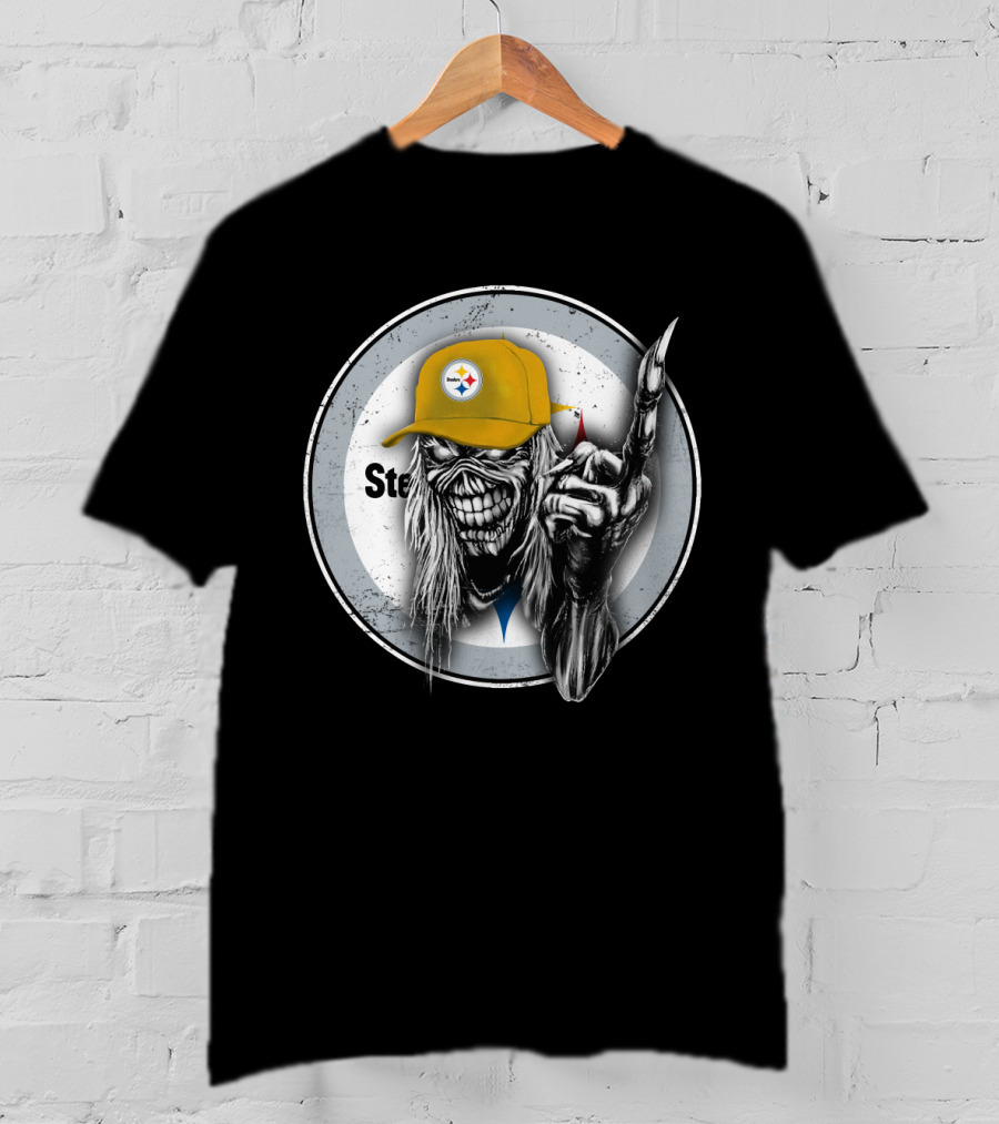 Pittsburgh Steelers Logo Grim Reaper Skeleton T-Shirt