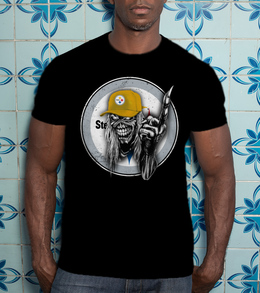 Pittsburgh Steelers Logo Grim Reaper Skeleton T-Shirt