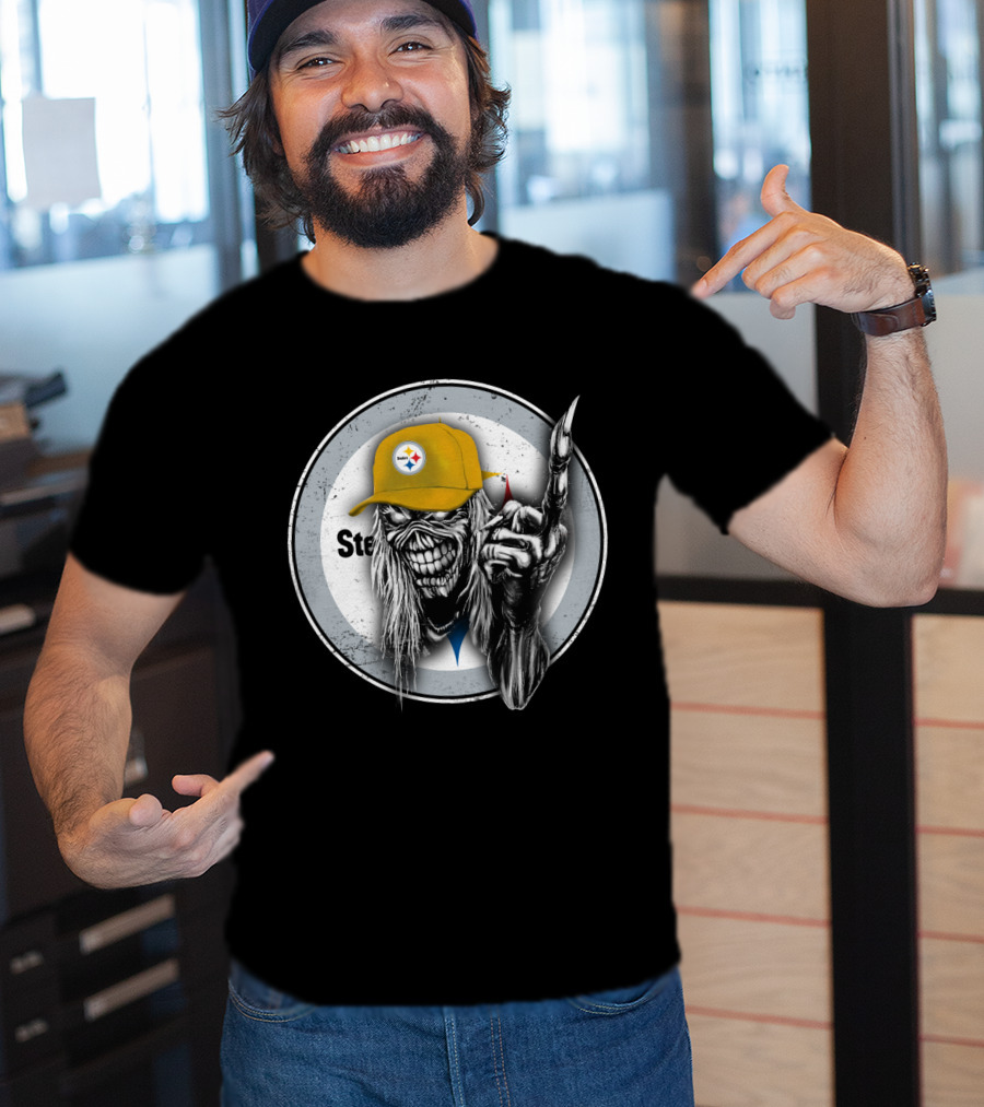 Pittsburgh Steelers Logo Grim Reaper Skeleton T-Shirt