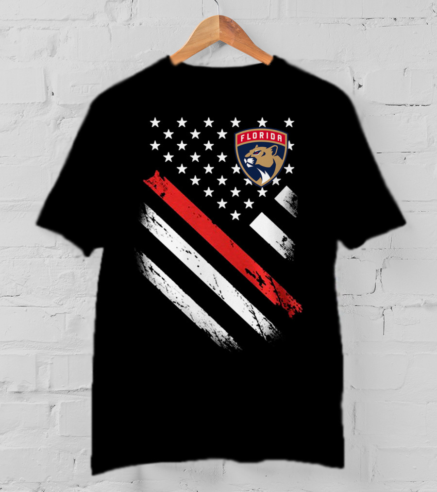 Florida Panthers American Flag Style Red Stripe T-Shirt