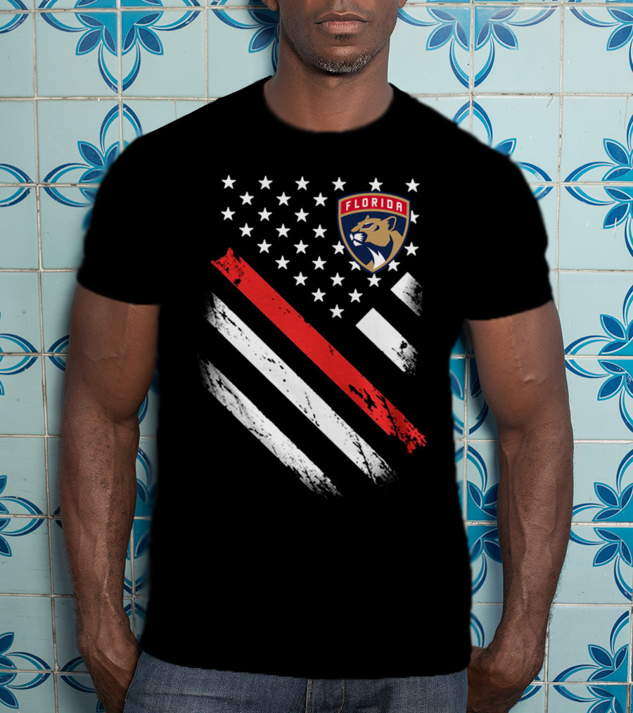Florida Panthers American Flag Style Red Stripe T-Shirt