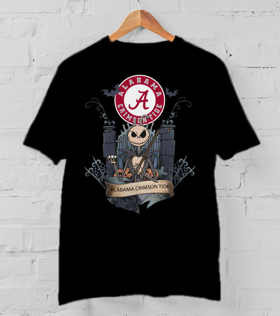 Alabama Crimson Tide Basketball Gothic Style Icon With Skeleton Character T-Shirt