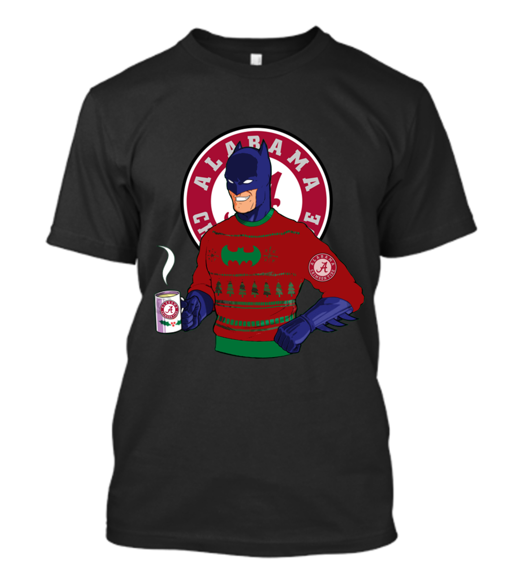 Alabama Crimson Tide Batman Ugly Christmas Sweater Holiday Mug T-Shirt