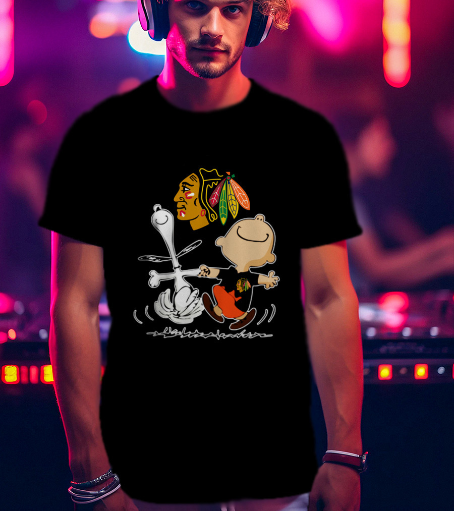 Chicago Blackhawks Peanuts Dancing Celebration T-Shirt