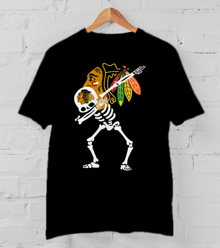 Chicago Blackhawks Skeleton Hockey Stick T-Shirt