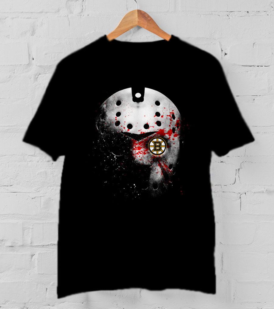 Boston Bruins Hockey Mask Blood Splatter T-Shirt