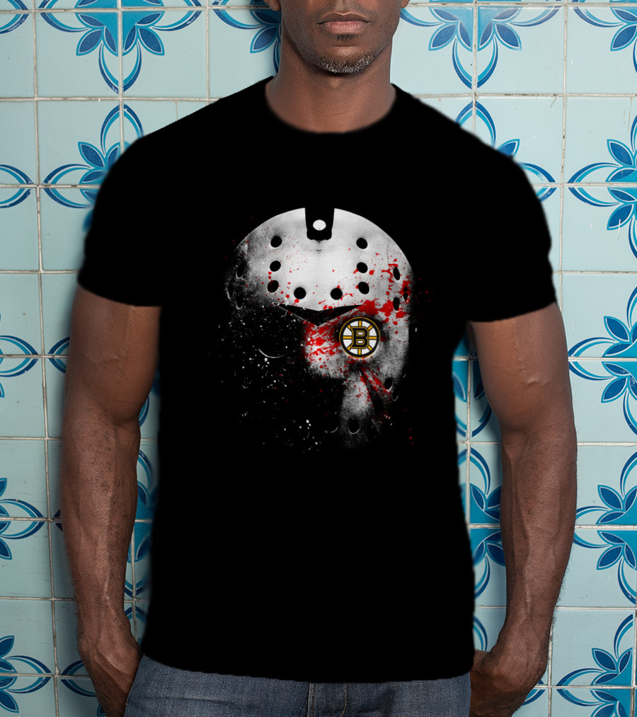 Boston Bruins Hockey Mask Blood Splatter T-Shirt