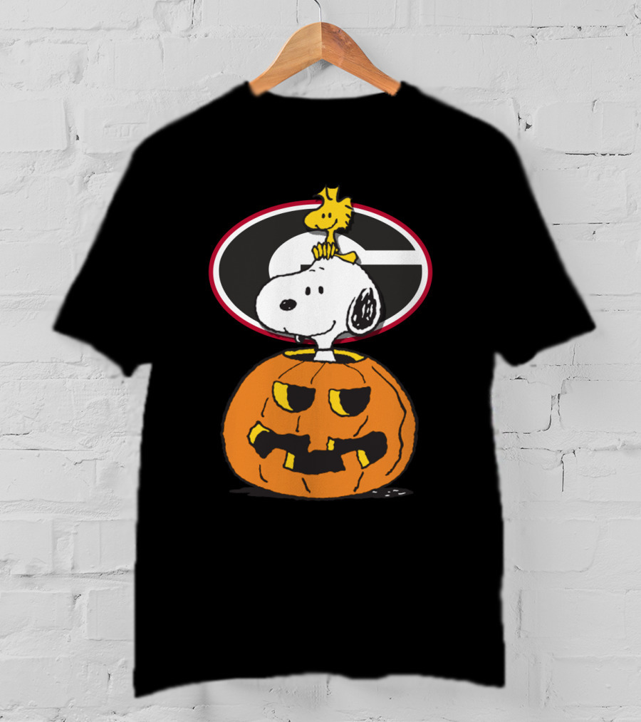 Georgia Bulldogs Football Halloween Snoopy And Woodstock T-Shirt