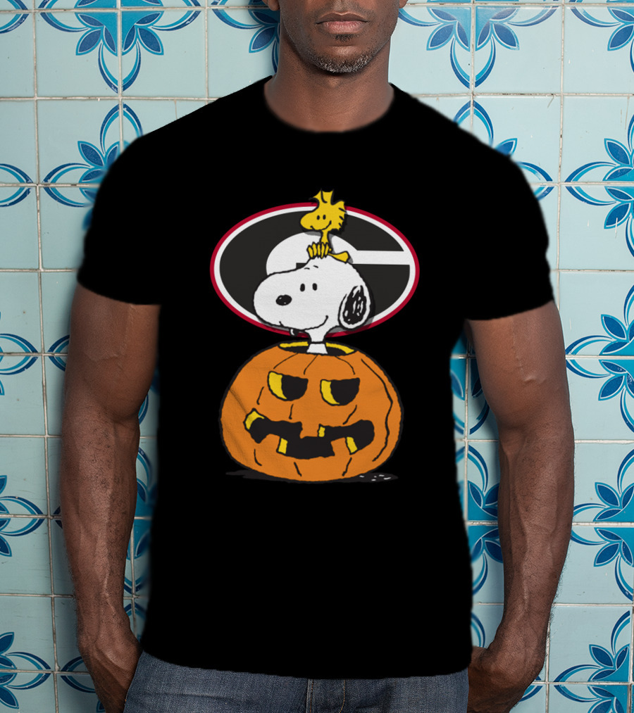 Georgia Bulldogs Football Halloween Snoopy And Woodstock T-Shirt