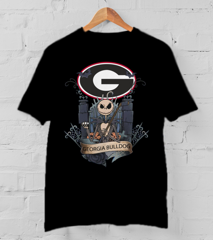 Georgia Bulldog Football Jack Skellington Graveyard T-Shirt