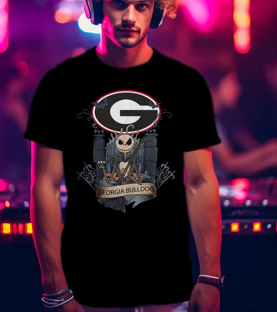 Georgia Bulldog Football Jack Skellington Graveyard T-Shirt
