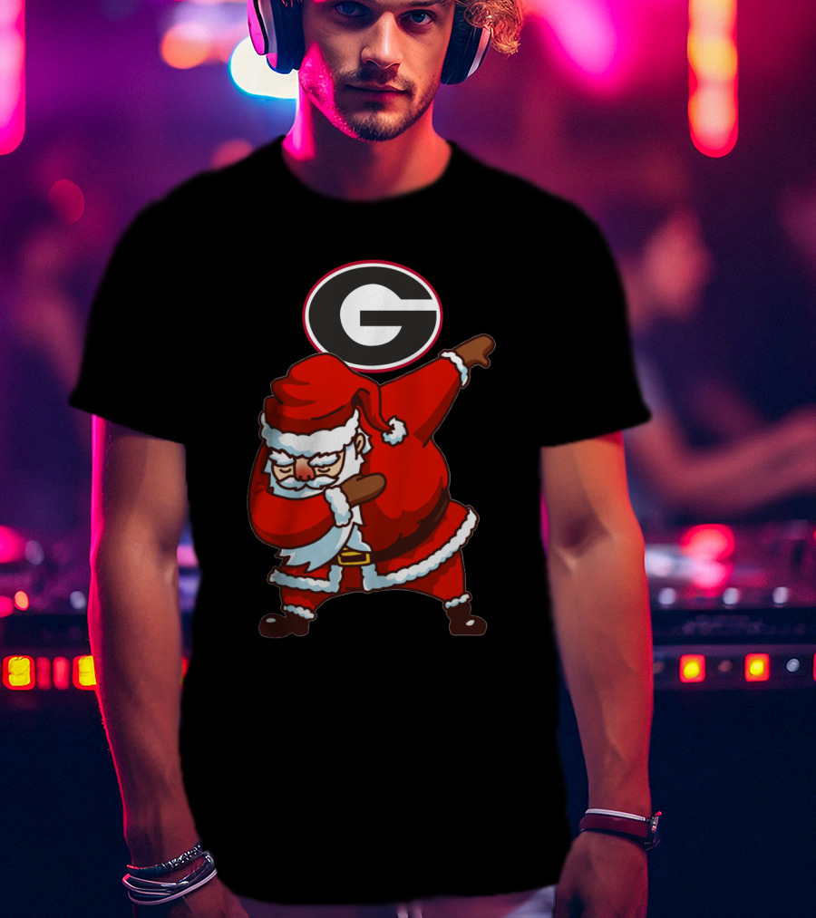 Georgia Bulldogs Santa Dab Logo Christmas Football T-Shirt