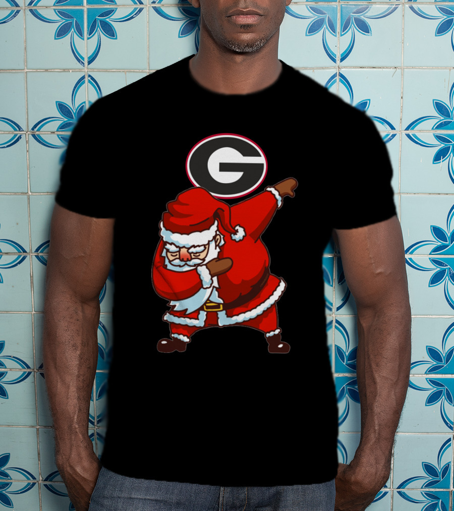 Georgia Bulldogs Santa Dab Logo Christmas Football T-Shirt