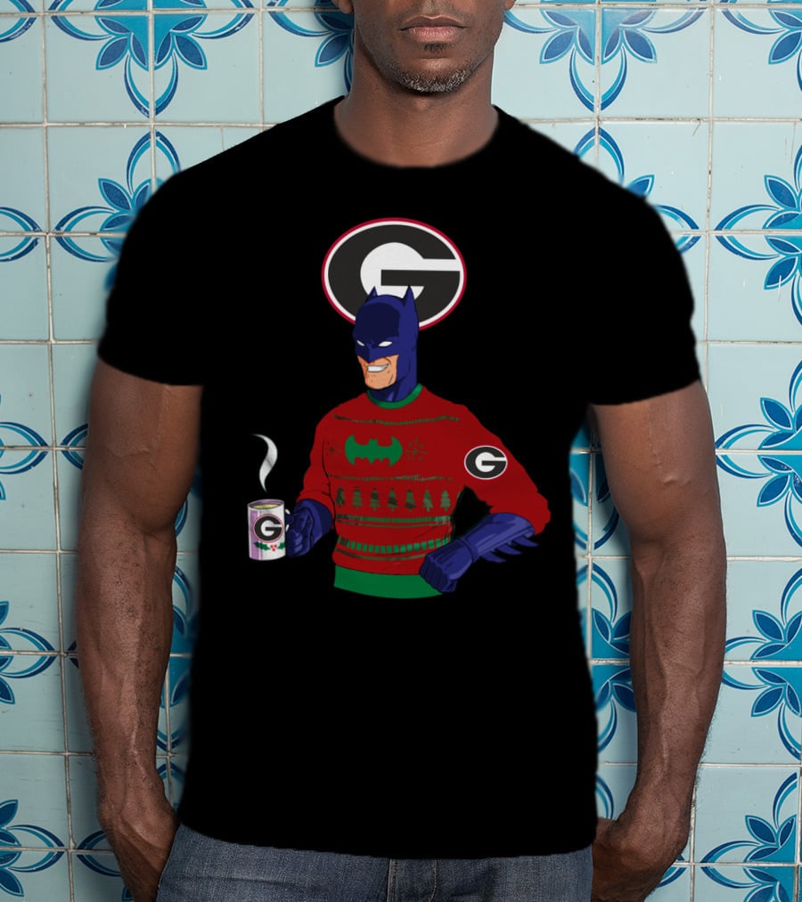 Georgia Bulldogs Batman Christmas Sweater With Logo And Coffee Mug T-Shirt
