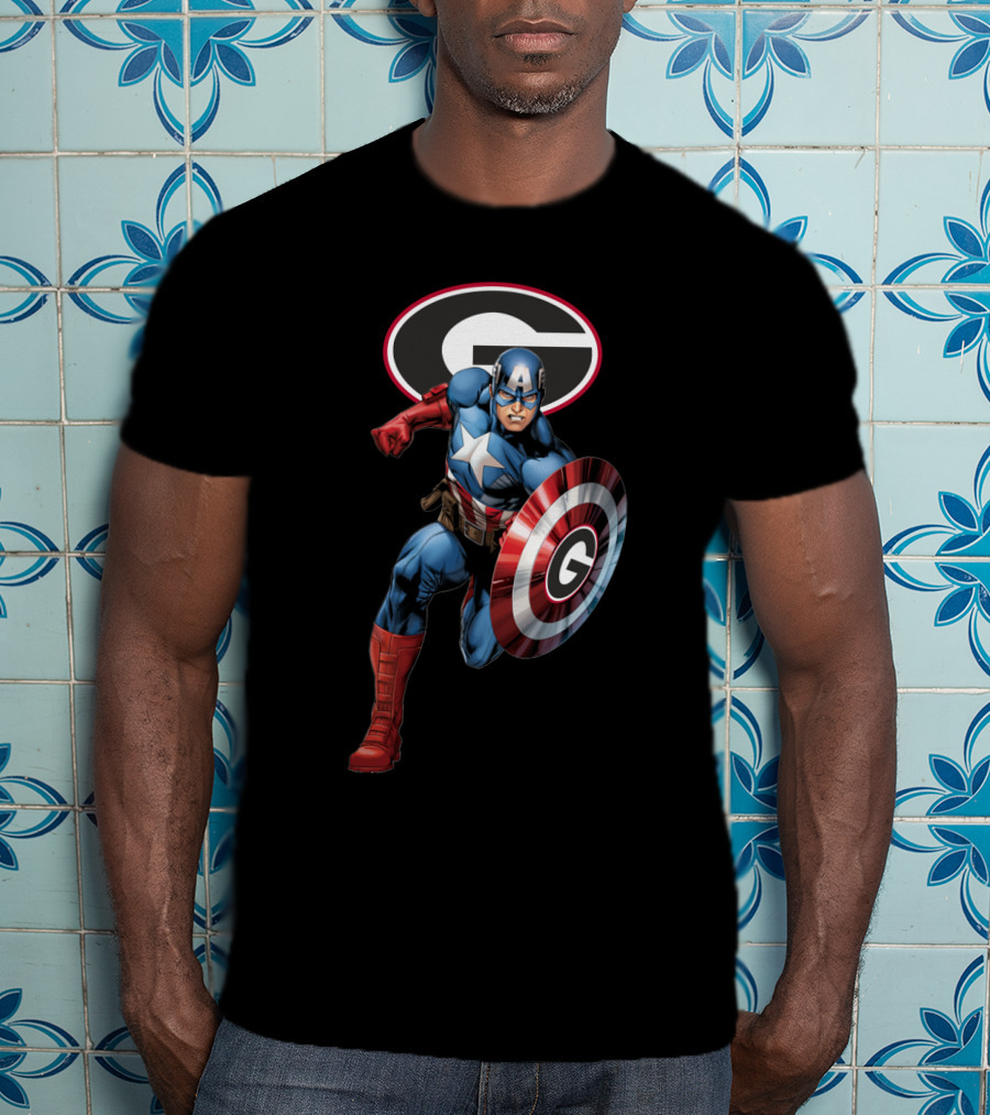 Georgia Bulldogs Football Superhero Shield T-Shirt