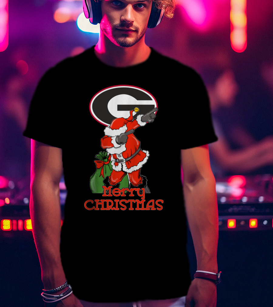 Georgia Bulldogs Merry Christmas Santa T-Shirt