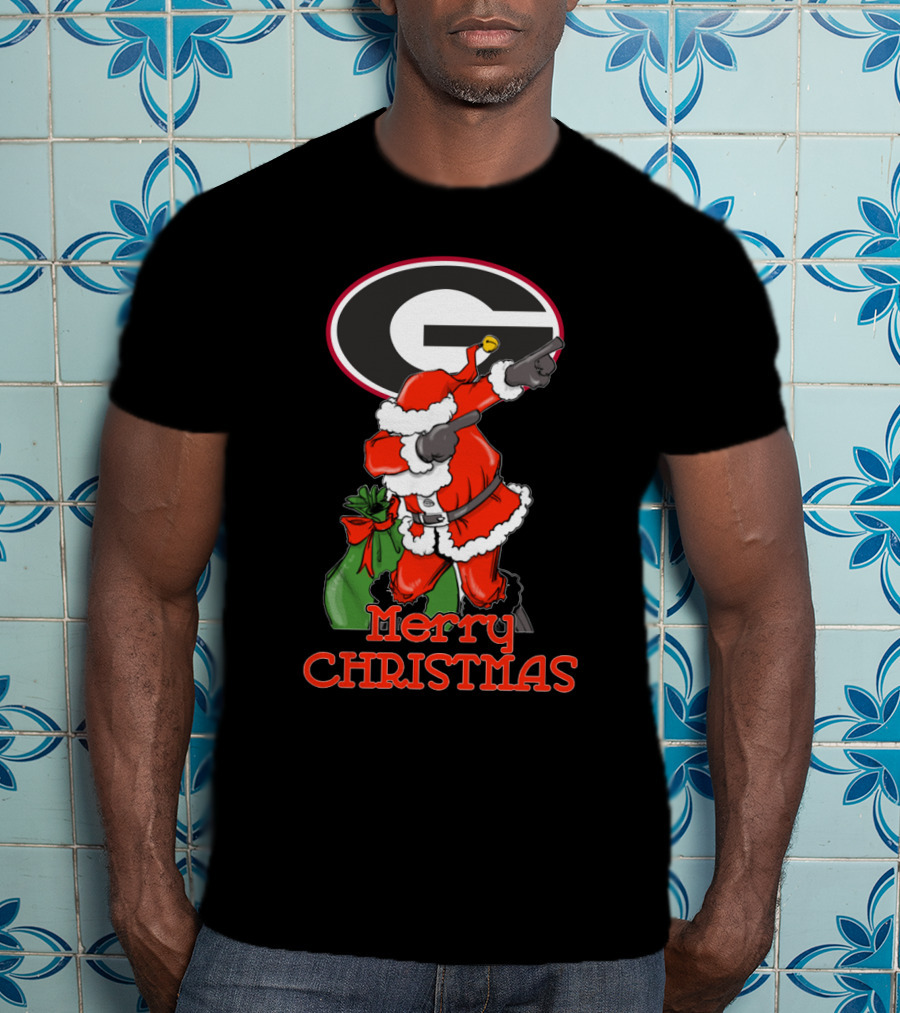 Georgia Bulldogs Merry Christmas Santa T-Shirt