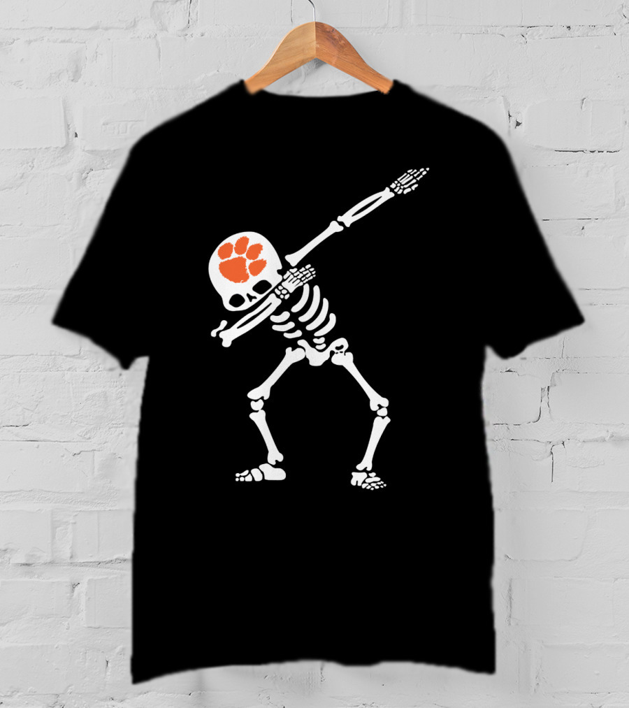 Clemson Tigers Dabbing Skeleton With Paw T-Shirt