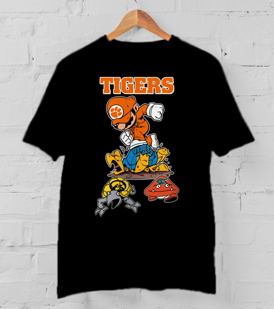 Tigers Clemson Parody Style Iconic Character Jumping Action T-Shirt