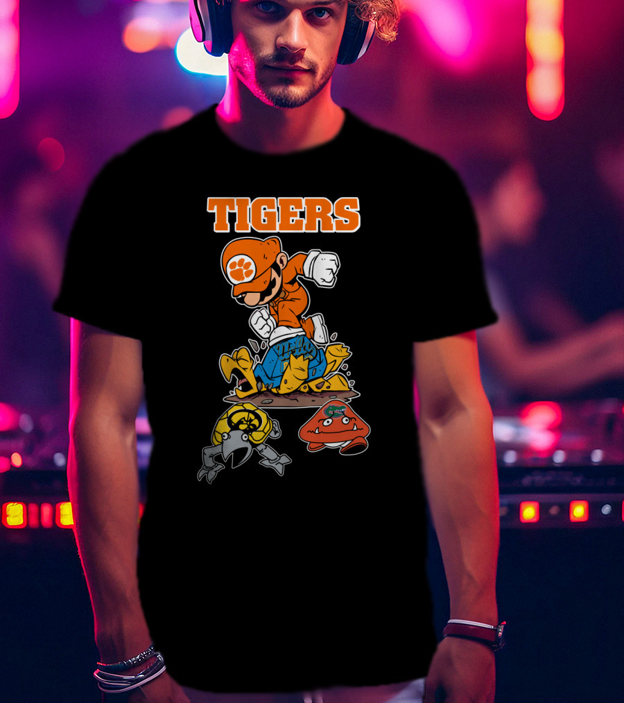 Tigers Clemson Parody Style Iconic Character Jumping Action T-Shirt