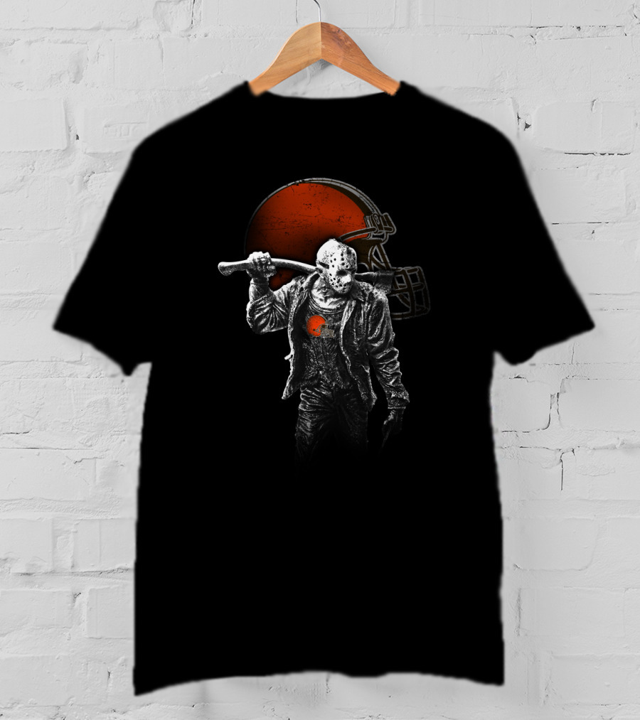 Cleveland Browns Halloween Jason Horror Football Mashup T-Shirt