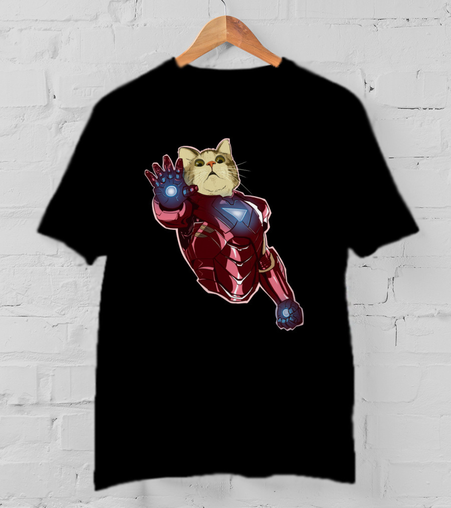 Cat Cute Iron Superhero Armor T-Shirt