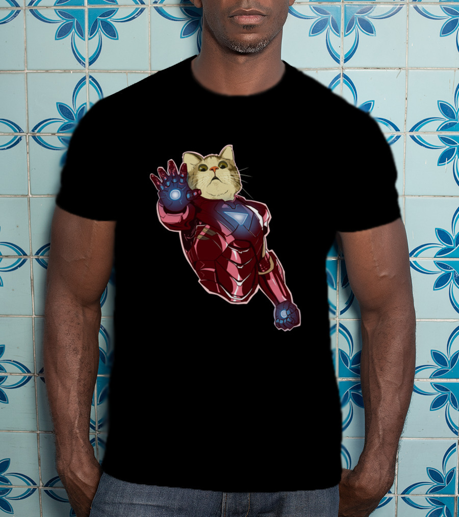 Cat Cute Iron Superhero Armor T-Shirt