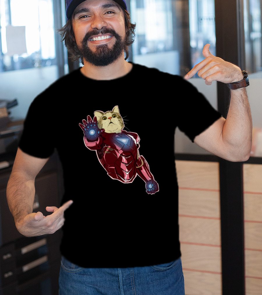 Cat Cute Iron Superhero Armor T-Shirt