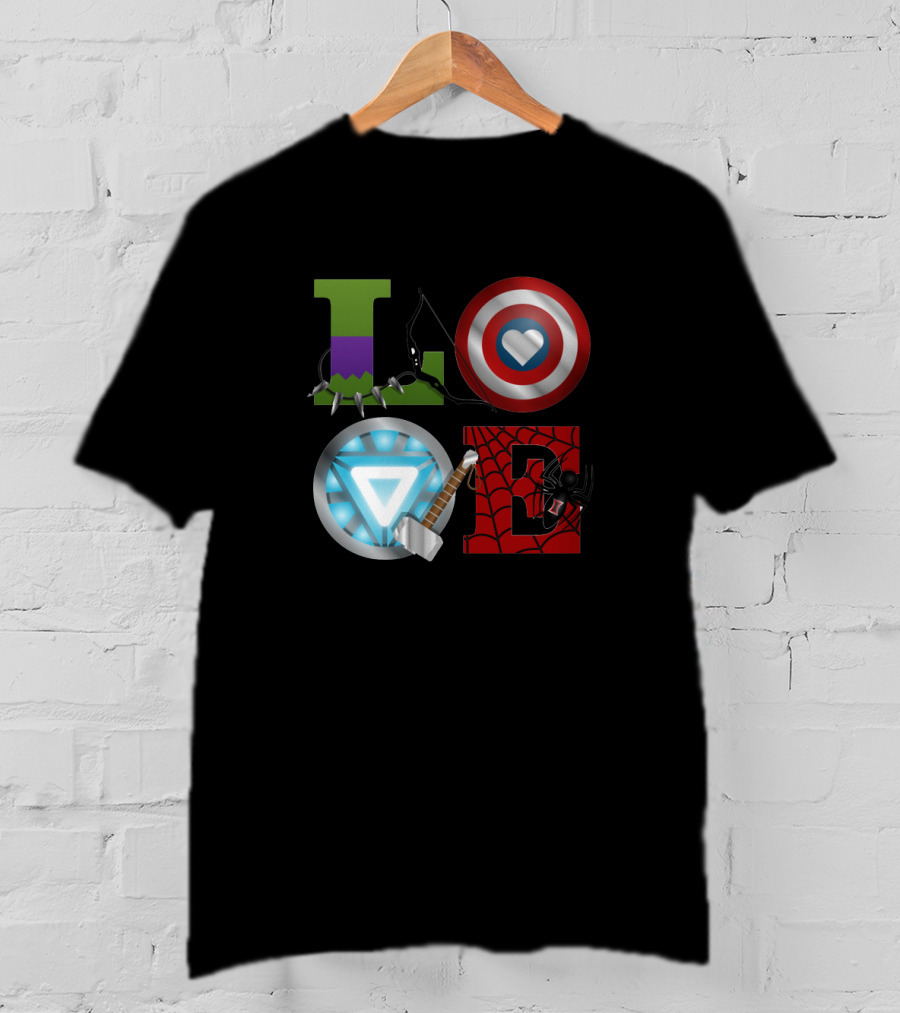Avengers Love Hulk Captain America Iron Man Thor Spider-Man T-Shirt