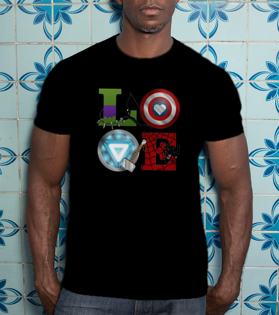 Avengers Love Hulk Captain America Iron Man Thor Spider-Man T-Shirt