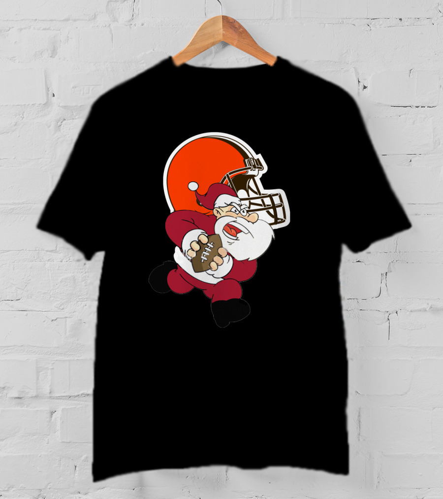 Cleveland Browns Santa Football Helmet T-Shirt