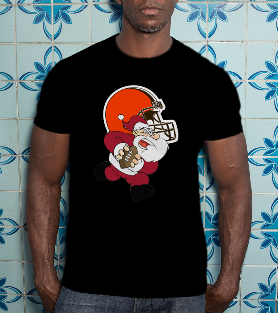 Cleveland Browns Santa Football Helmet T-Shirt
