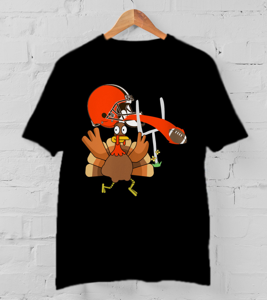 Cleveland Browns Turkey Thanksgiving Football Helmet T-Shirt