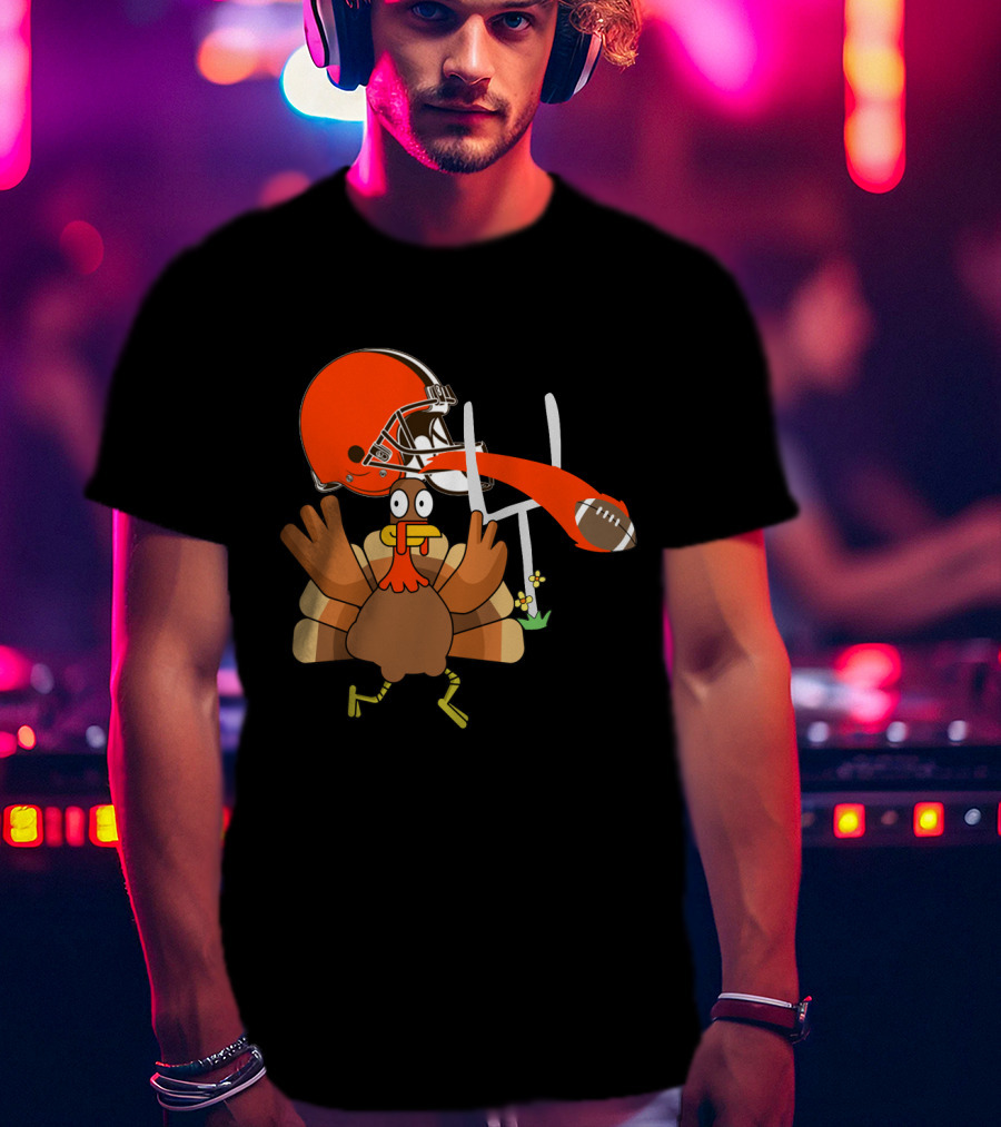 Cleveland Browns Turkey Thanksgiving Football Helmet T-Shirt