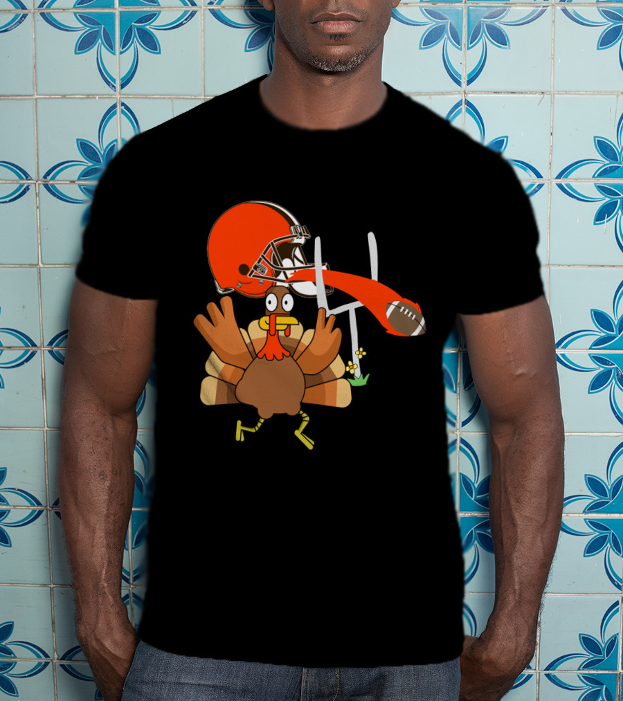 Cleveland Browns Turkey Thanksgiving Football Helmet T-Shirt