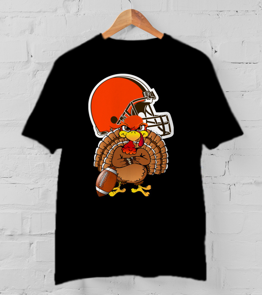 Cleveland Browns Angry Thanksgiving Turkey Football Helmet T-Shirt