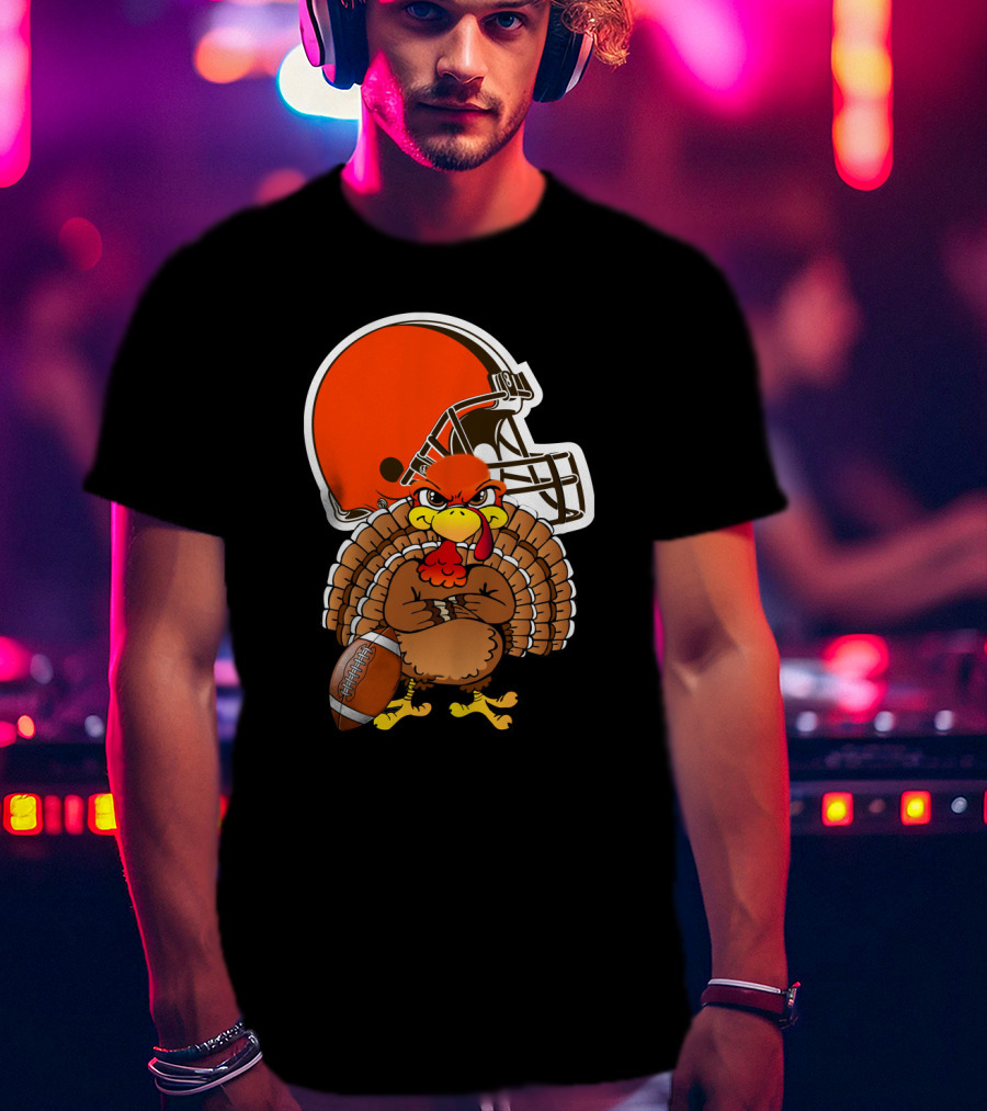 Cleveland Browns Angry Thanksgiving Turkey Football Helmet T-Shirt