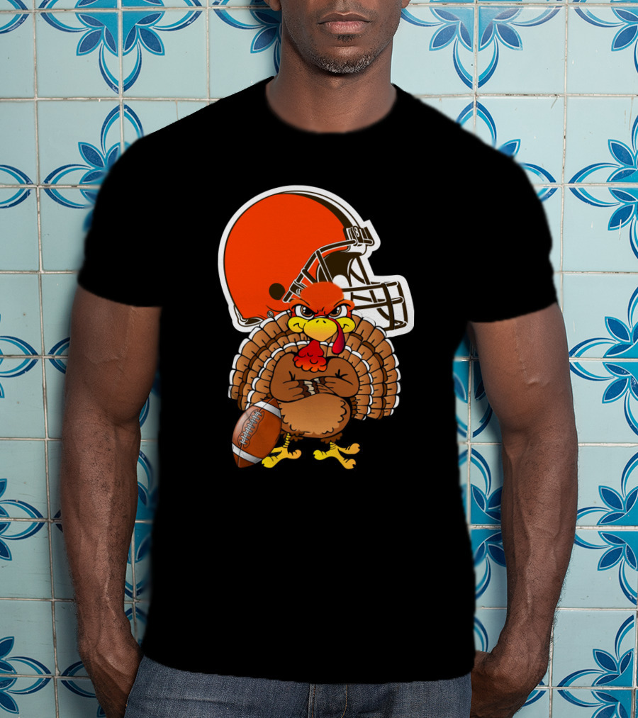 Cleveland Browns Angry Thanksgiving Turkey Football Helmet T-Shirt